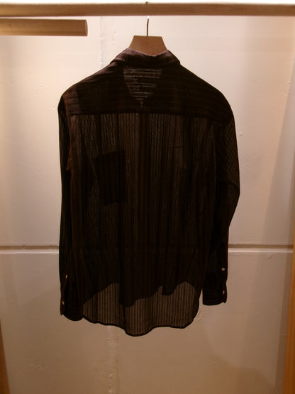 FUJI LENO WEAVE COTTON STRIPE SHIRT