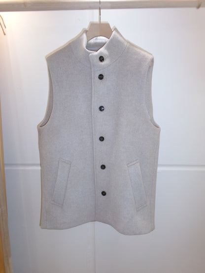 FUJI LAMBSWOOL MELTON STAND COLLAR GILET(OFF WHITE)-femme-
