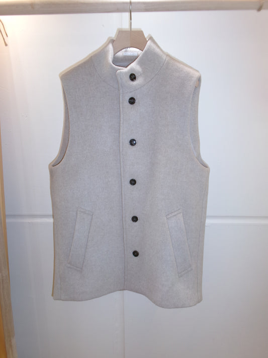 FUJI LAMBSWOOL MELTON STAND COLLAR GILET(OFF WHITE)-femme-