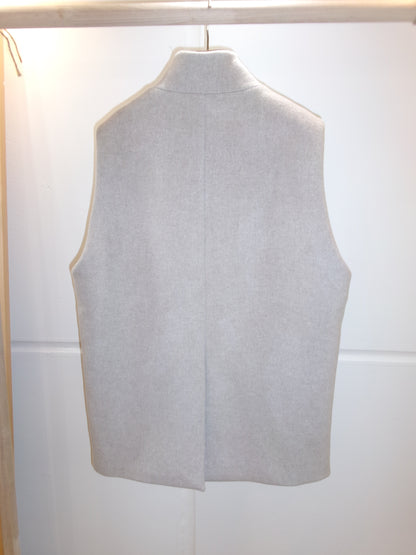 FUJI LAMBSWOOL MELTON STAND COLLAR GILET(OFF WHITE)-femme-