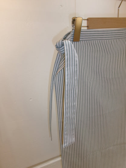 FUJI OXFORD COTTON STRIPE WRAP SKIRT