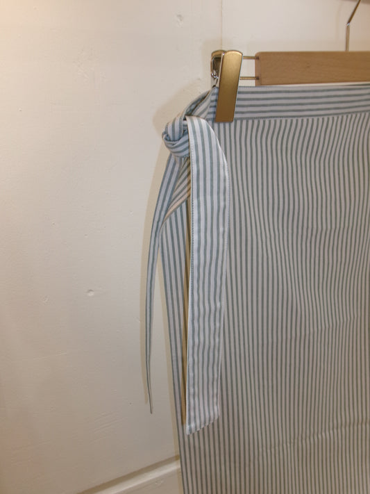 FUJI OXFORD COTTON STRIPE WRAP SKIRT