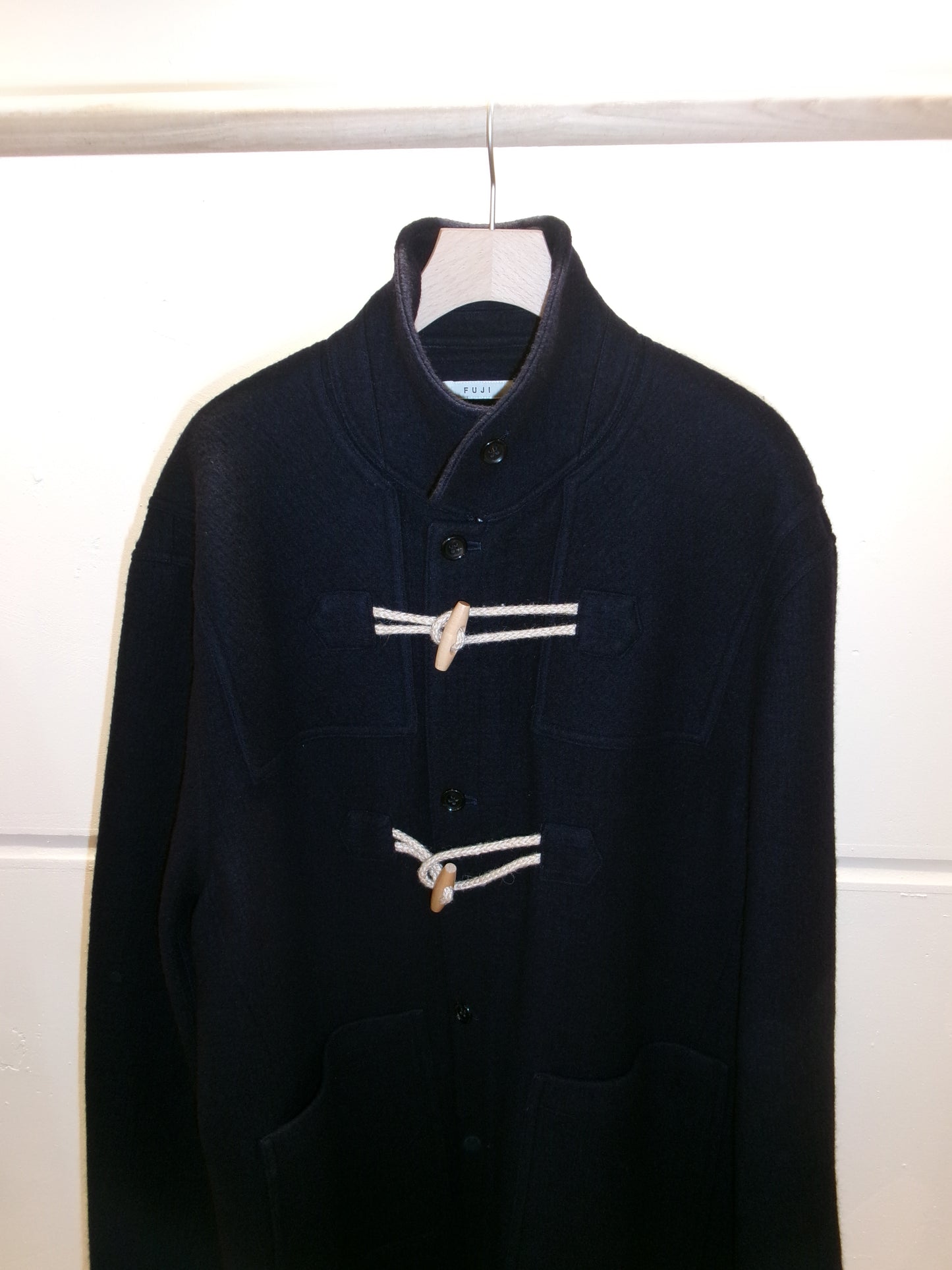FUJI MELTON WOOL DUFFEL COAT-NAVY-