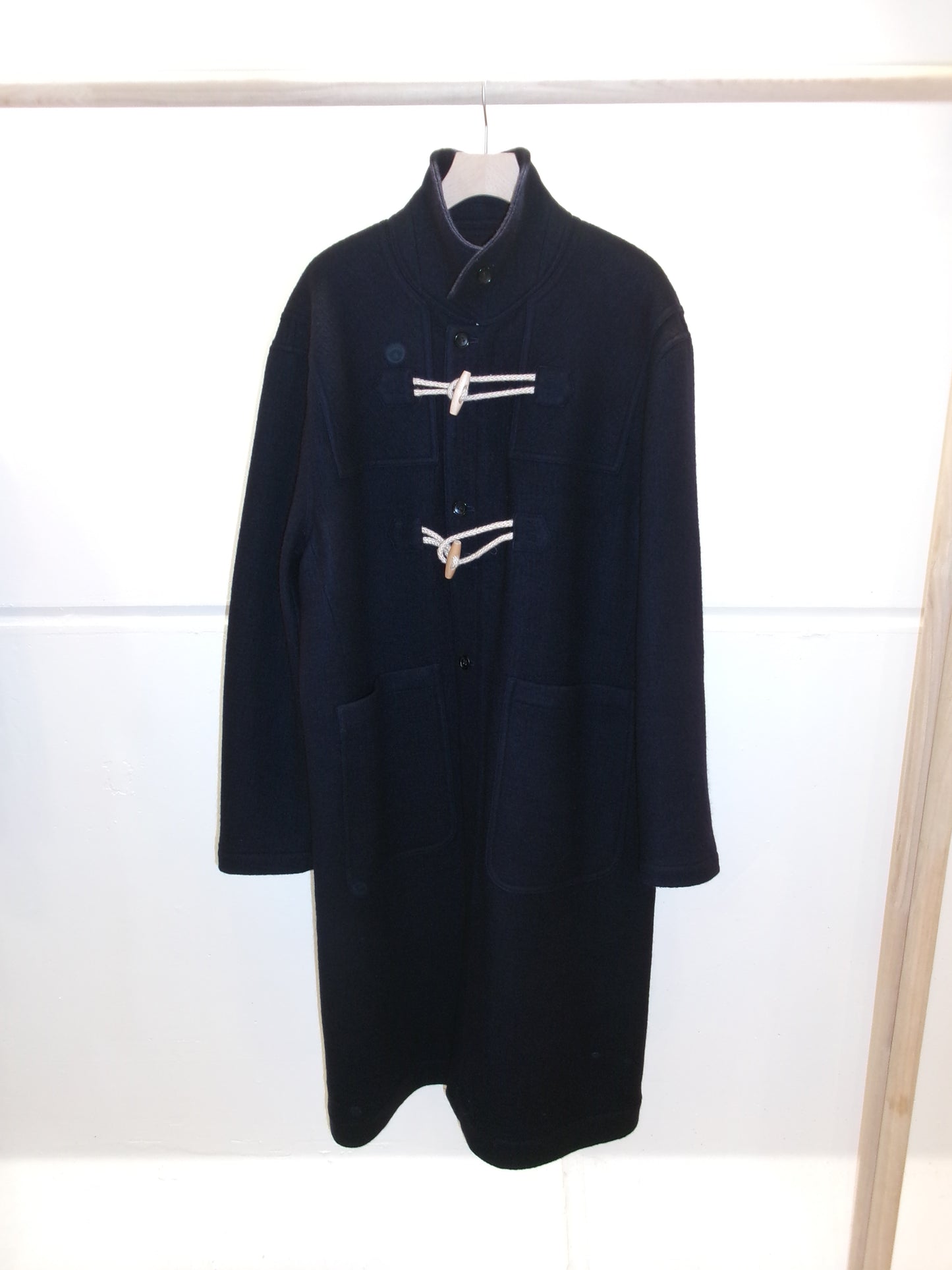 FUJI MELTON WOOL DUFFEL COAT-NAVY-