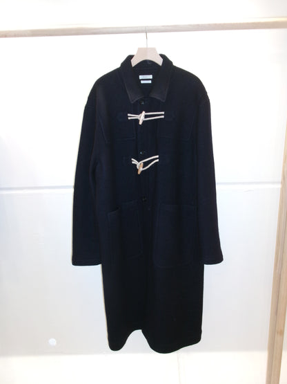 FUJI MELTON WOOL DUFFEL COAT-NAVY-