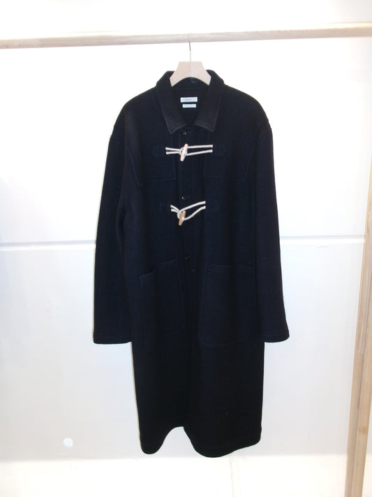 FUJI MELTON WOOL DUFFEL COAT-NAVY-