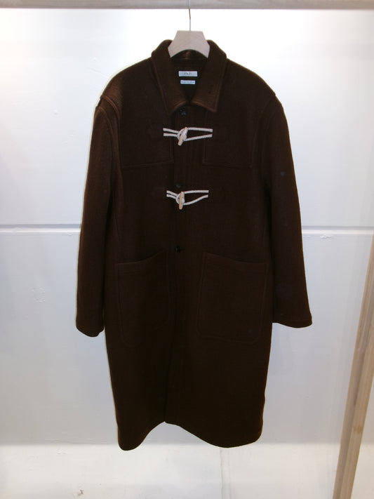 FUJI MELTON WOOL DUFFEL COAT-BROWN-