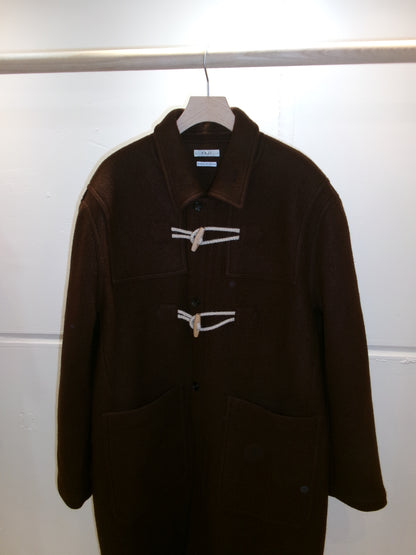 FUJI MELTON WOOL DUFFEL COAT-BROWN-
