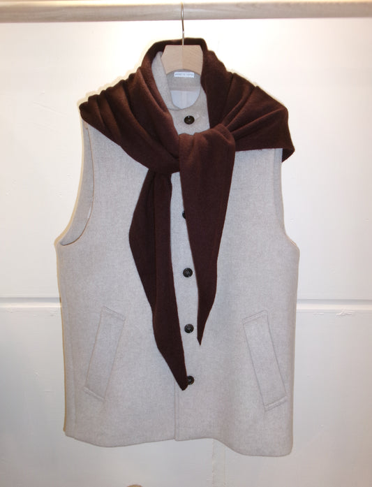 FUJI WHITE CASHMERE SCARF-BROWN-