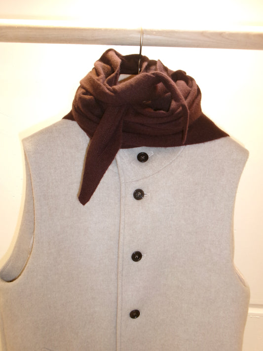 FUJI WHITE CASHMERE SCARF-BROWN-