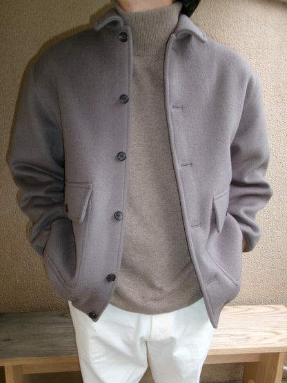 FUJI WOOL MELTON BASIC BLOUSON-GRAY-