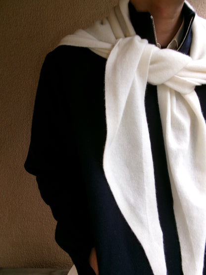 FUJI WHITE CASHMERE SCARF-WHITE-