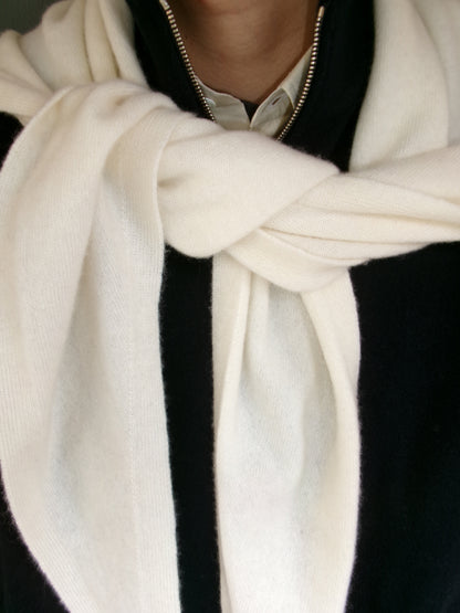 FUJI WHITE CASHMERE SCARF-WHITE-