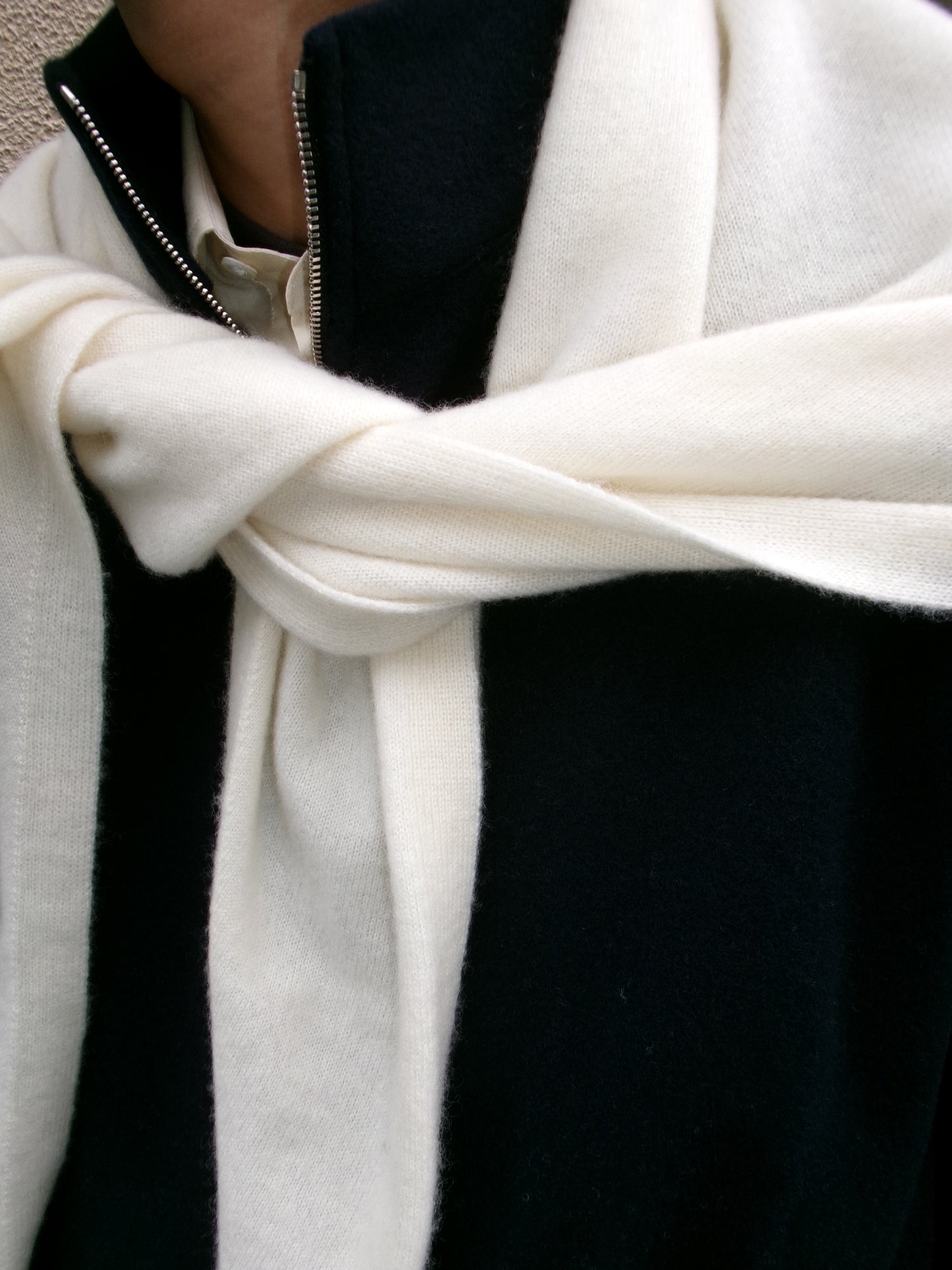 FUJI WHITE CASHMERE SCARF-WHITE-