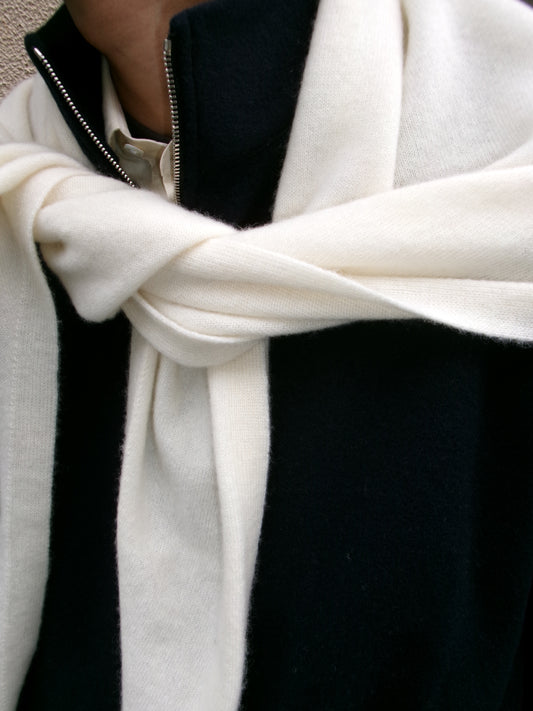 FUJI WHITE CASHMERE SCARF-WHITE-