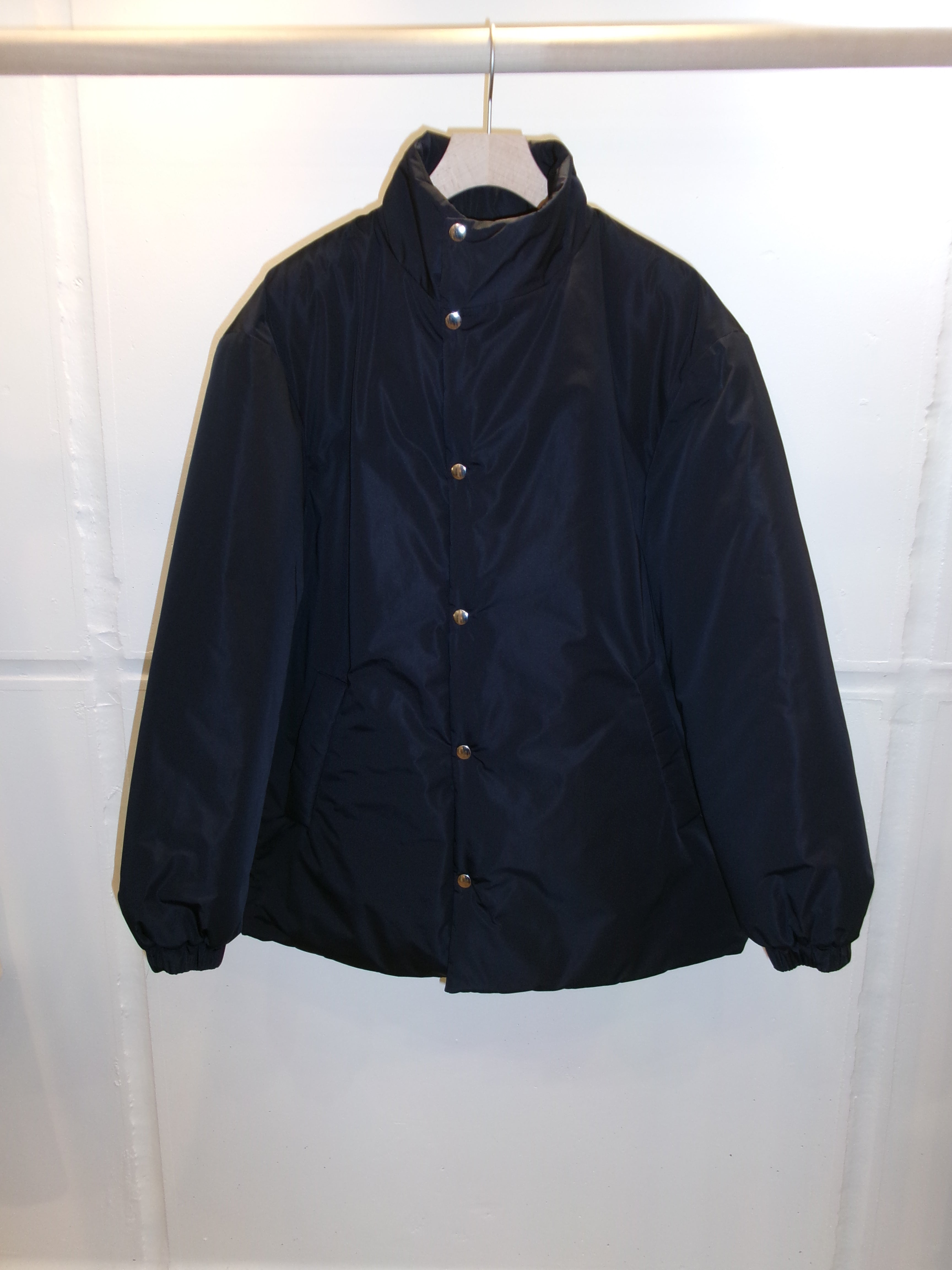 FUJI SILK POLYESTER PADET JACKET-NAVY- – dailystore