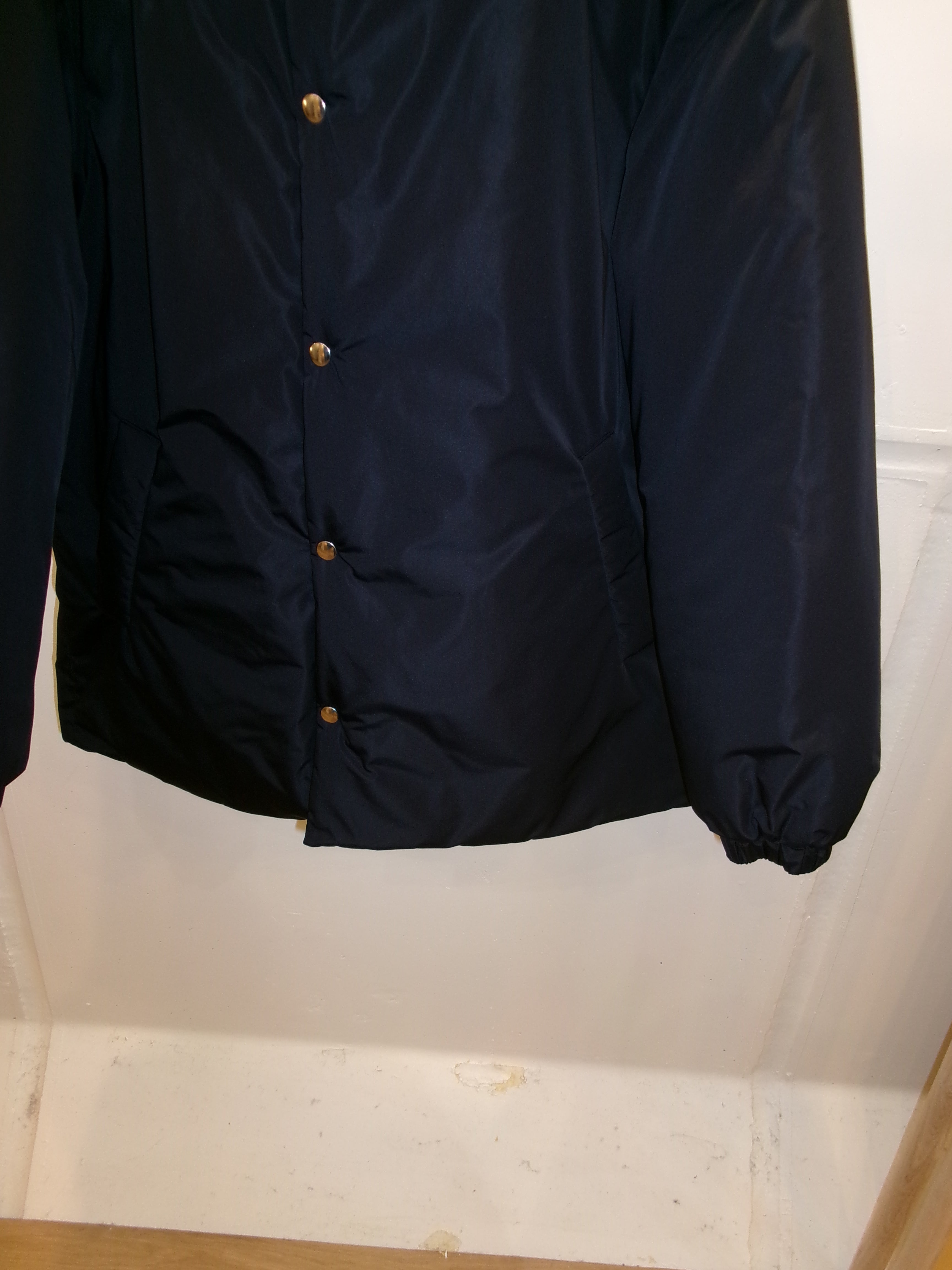 FUJI SILK POLYESTER PADET JACKET-NAVY- – dailystore