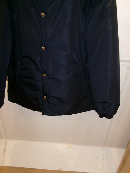 FUJI SILK POLYESTER PADET JACKET-NAVY-