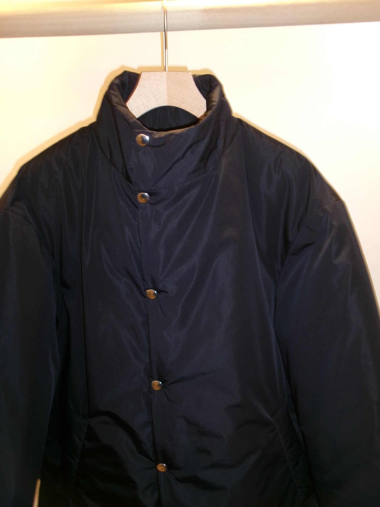 FUJI SILK POLYESTER PADET JACKET-NAVY-