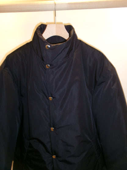 FUJI SILK POLYESTER PADET JACKET-NAVY-