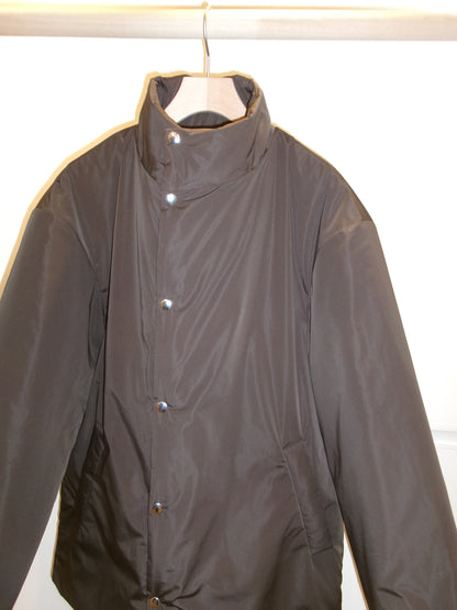 FUJI SILK POLYESTER PADET JACKET-BROWN-