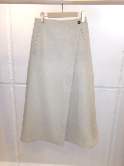 FUJI LAMBSWOOL MELTON LONG SKIRT-IVORY-