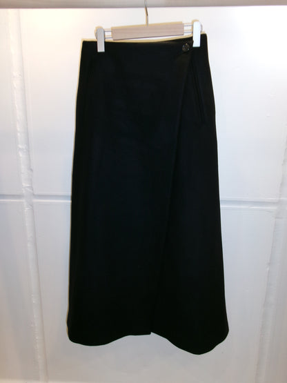 FUJI LAMBSWOOL MELTON LONG SKIRT-NAVY-