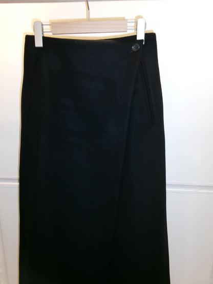 FUJI LAMBSWOOL MELTON LONG SKIRT-NAVY-