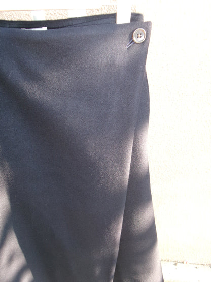 FUJI LAMBSWOOL MELTON LONG SKIRT-NAVY-