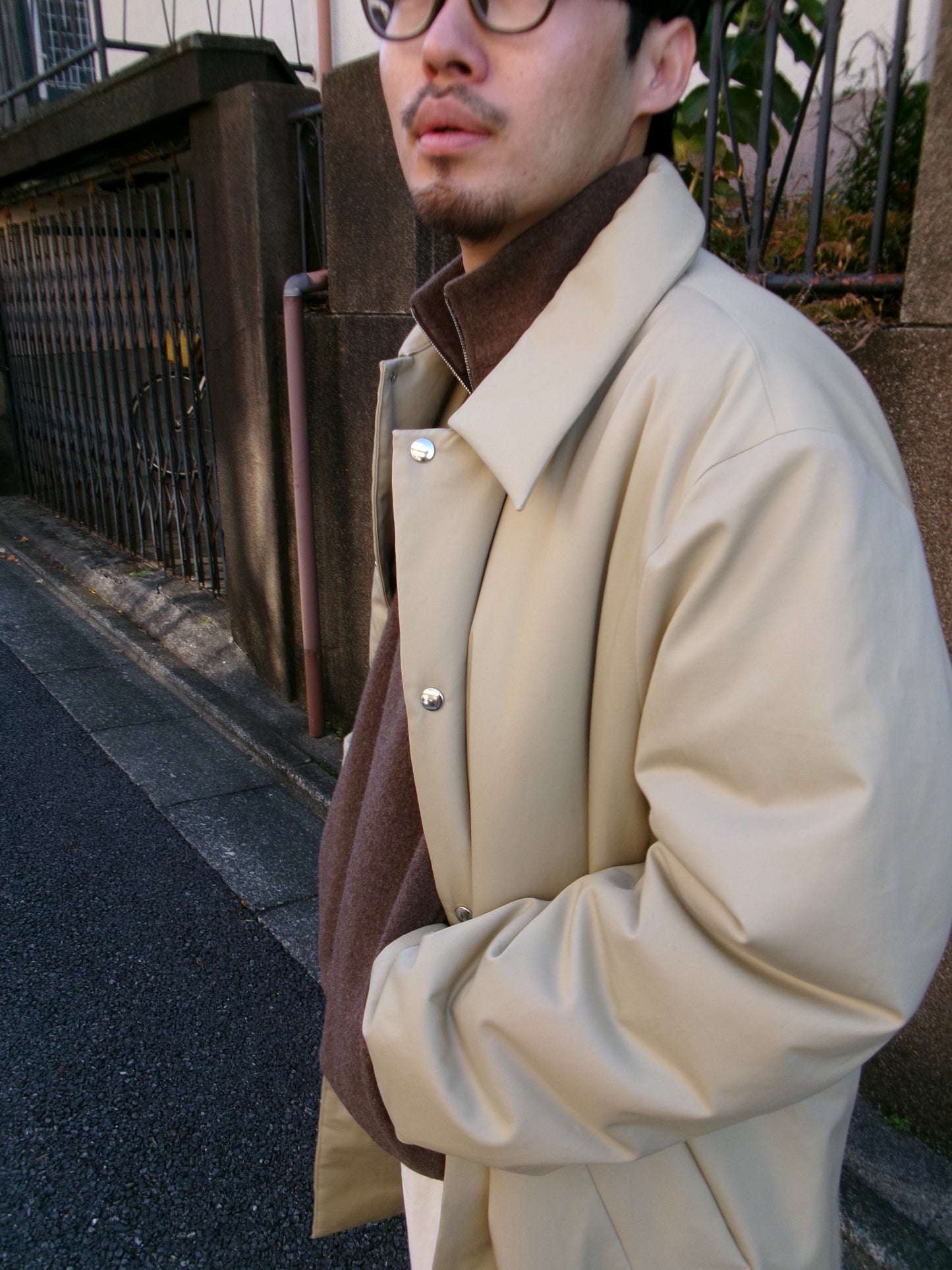 FUJI COTTON TWIL PADET COAT-BEIGE-