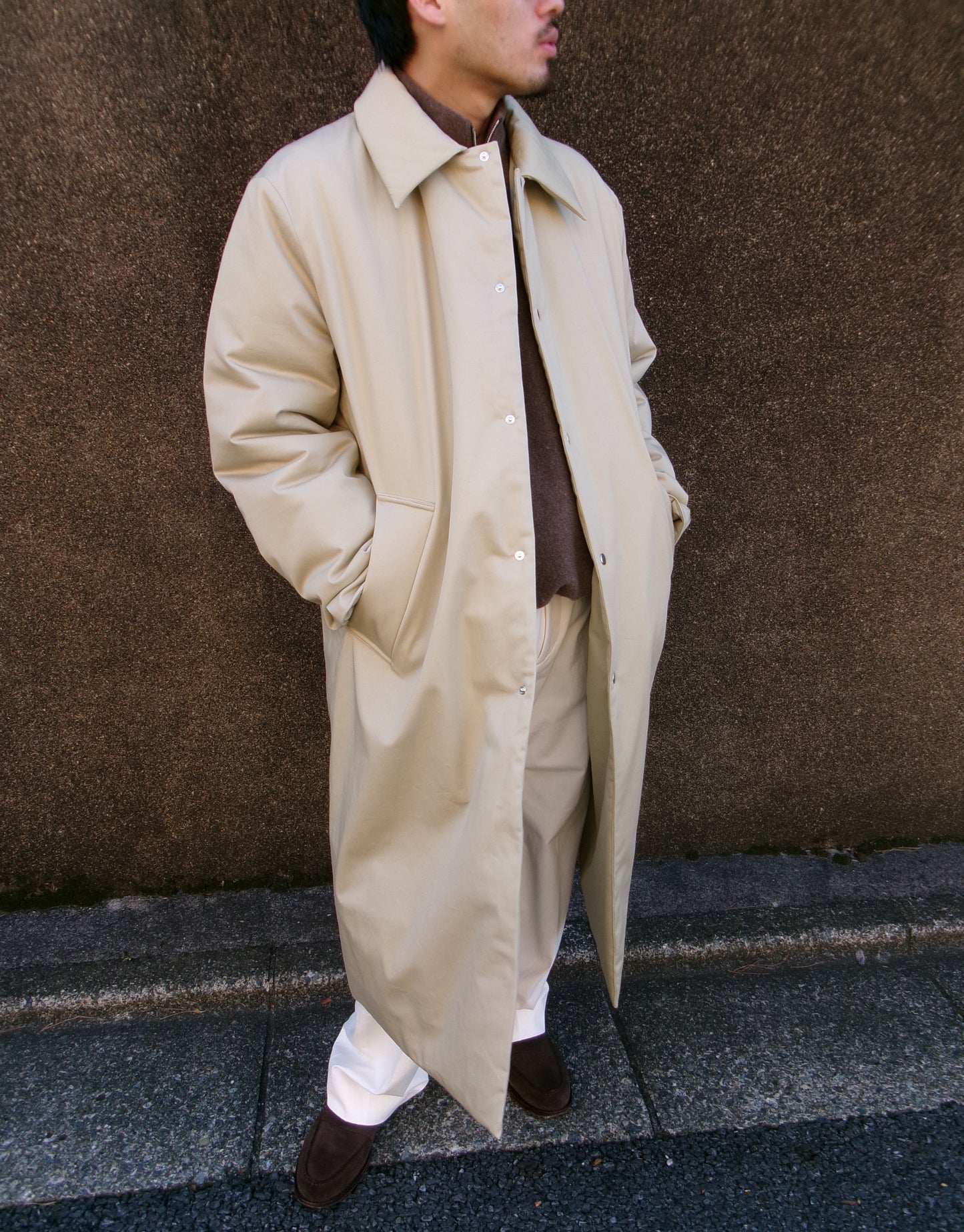 FUJI COTTON TWIL PADET COAT-BEIGE-