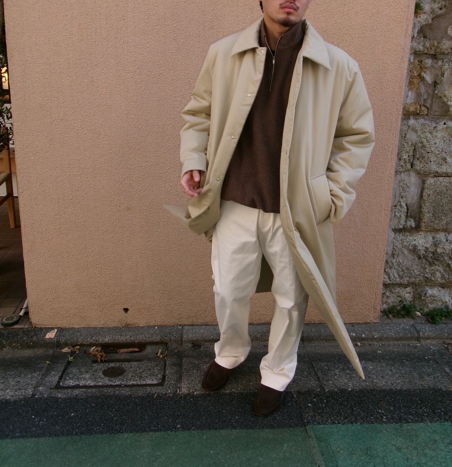 FUJI COTTON TWIL PADET COAT-BEIGE-