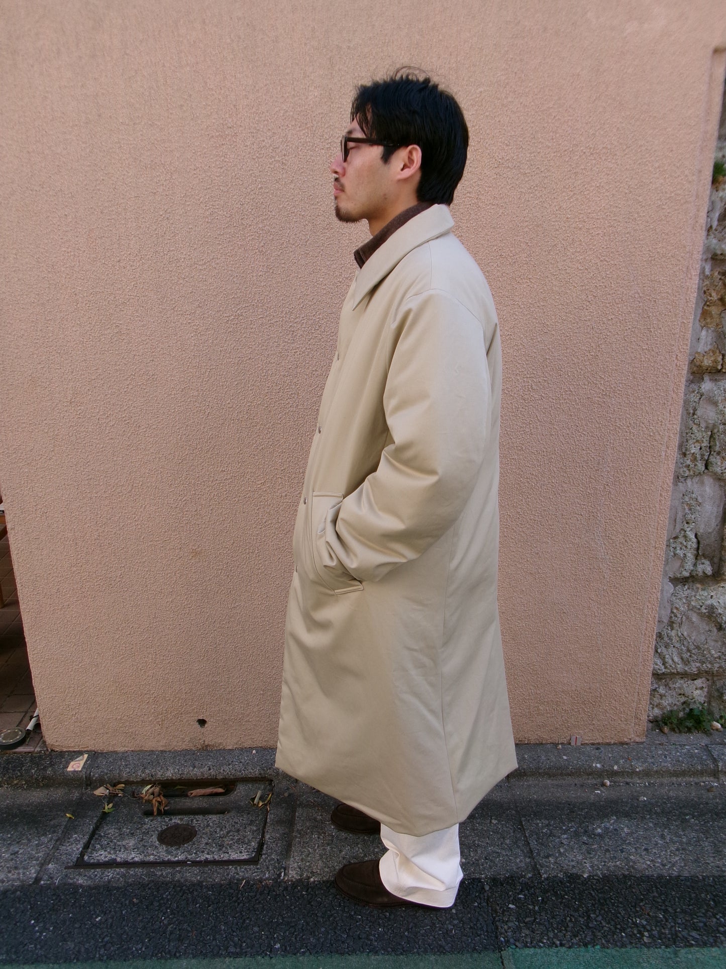 FUJI COTTON TWIL PADET COAT-BEIGE-