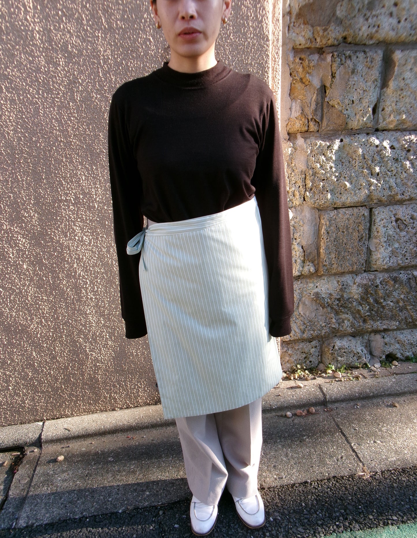 FUJI COTTON STRIPE PADET WRAP SKIRT