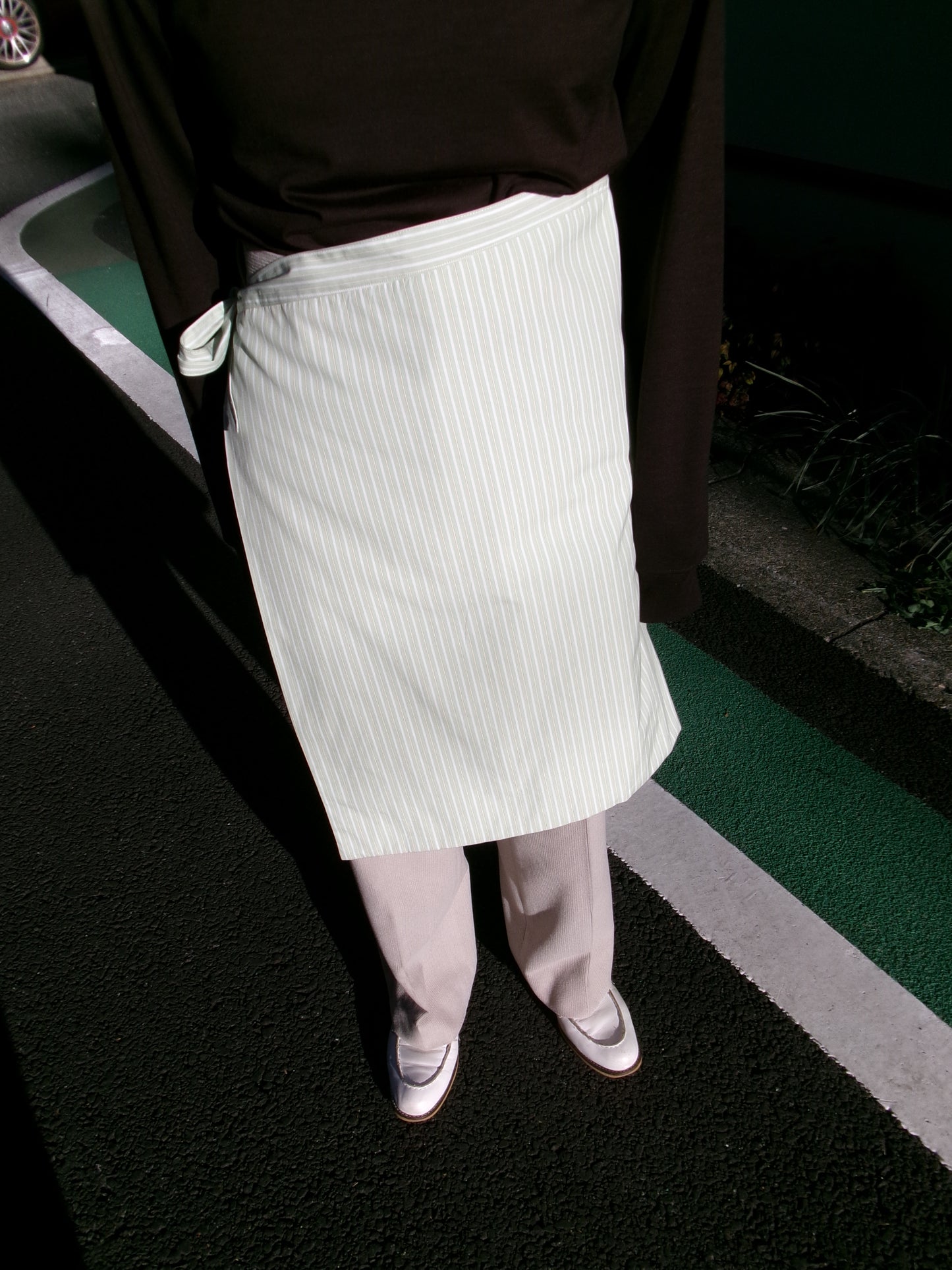 FUJI COTTON STRIPE PADET WRAP SKIRT