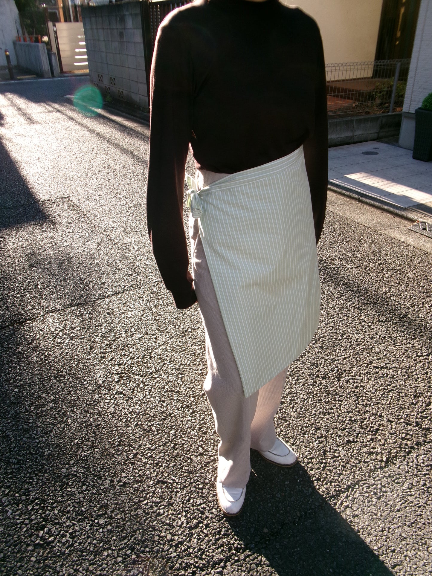 FUJI COTTON STRIPE PADET WRAP SKIRT