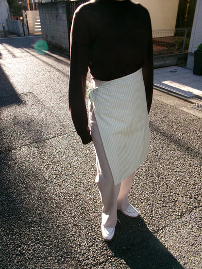 FUJI COTTON STRIPE PADET WRAP SKIRT