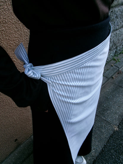 FUJI OXFORD COTTON STRIPE WRAP SKIRT