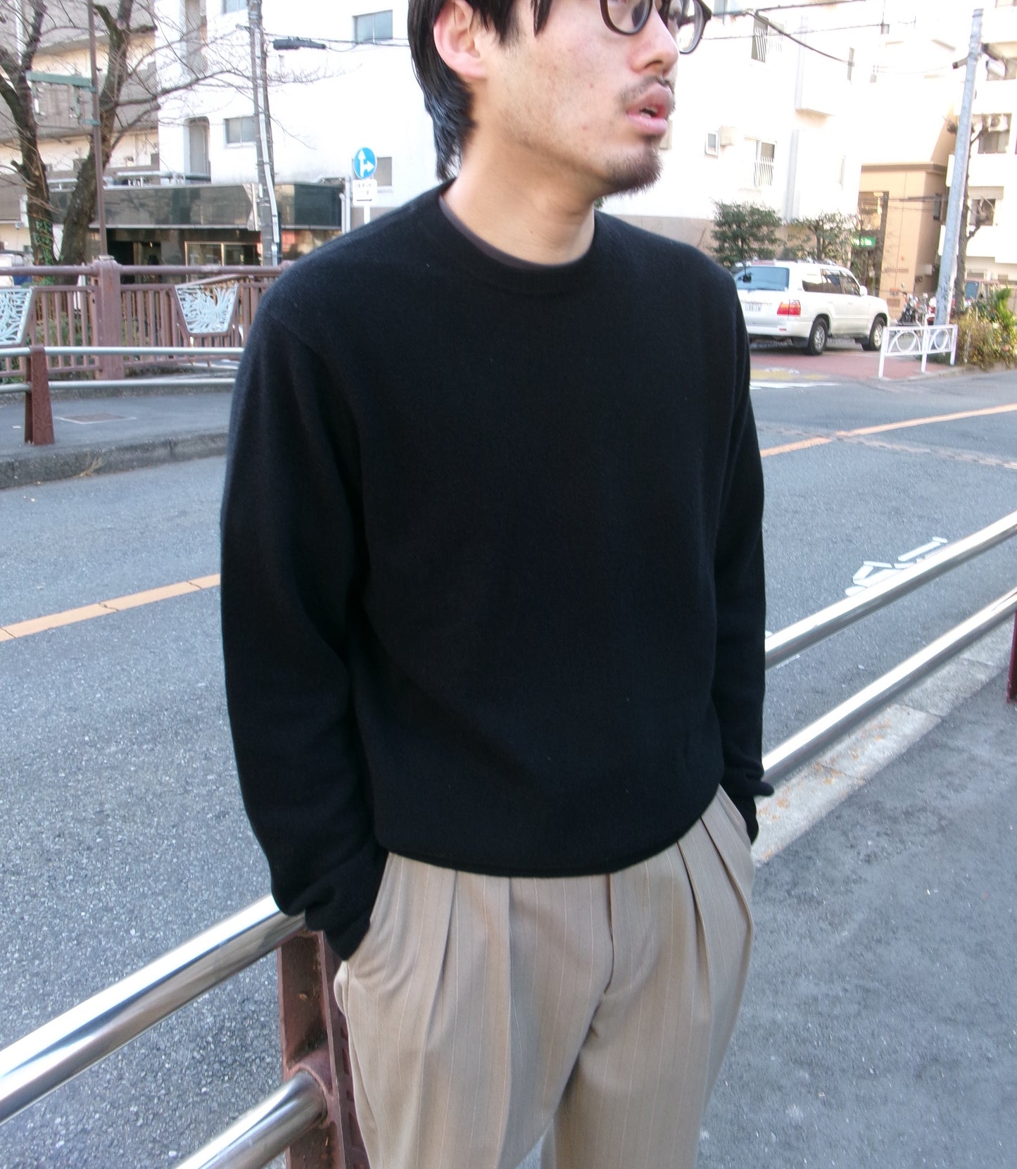 daily store original cashmere knit  -BLACK-