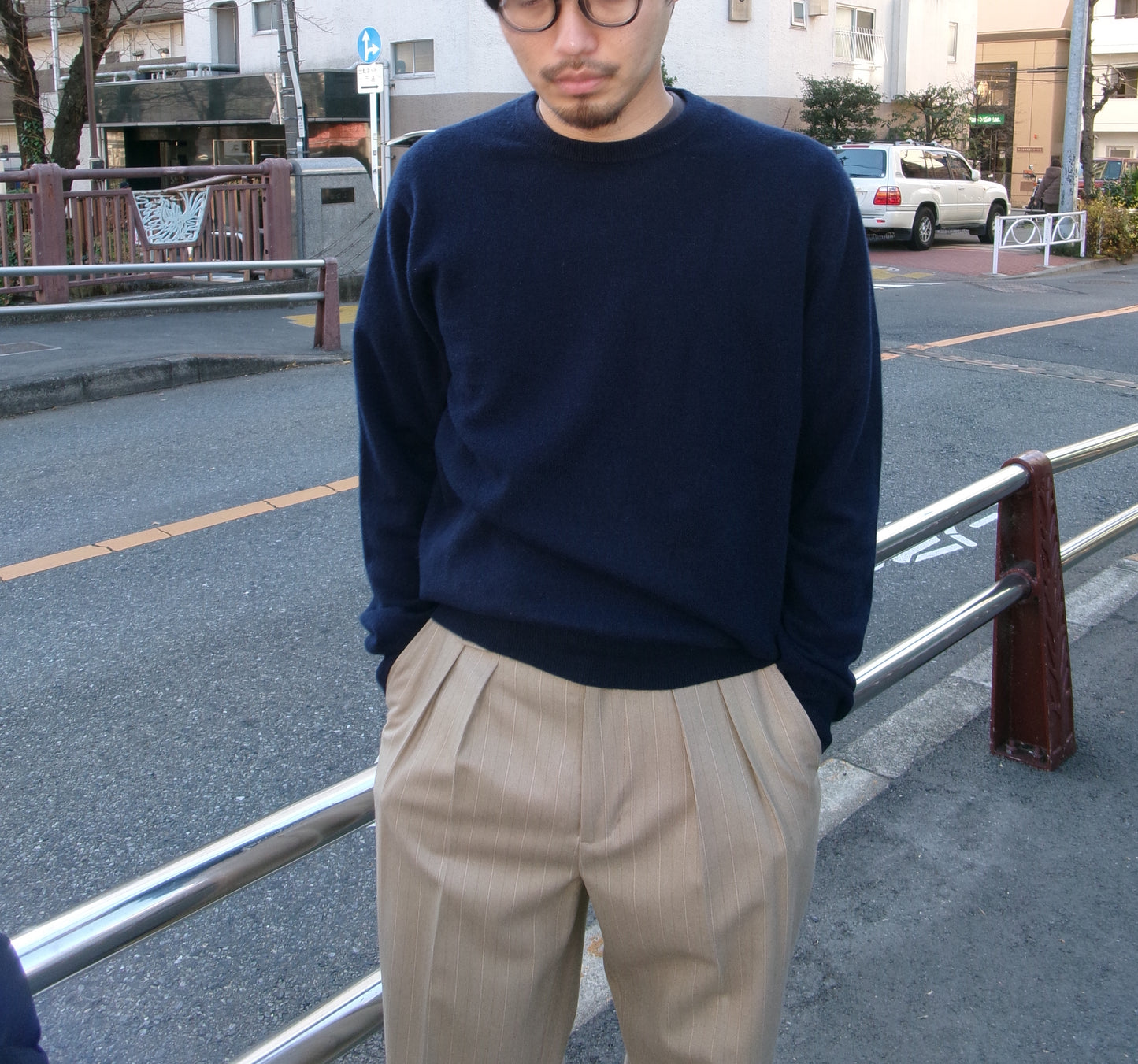 daily store original cashmere knit  -NAVY-