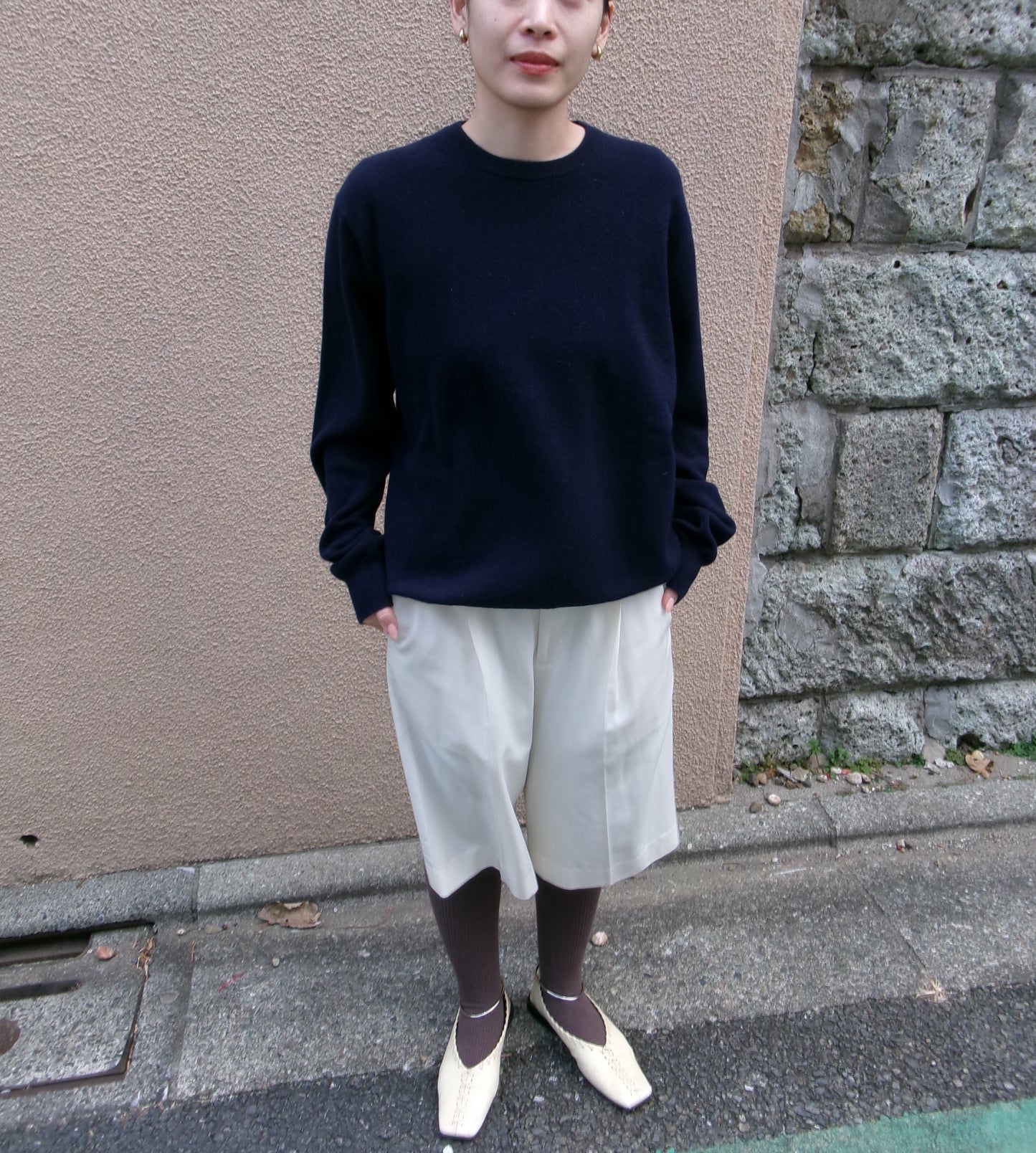 daily store original cashmere knit  -NAVY-