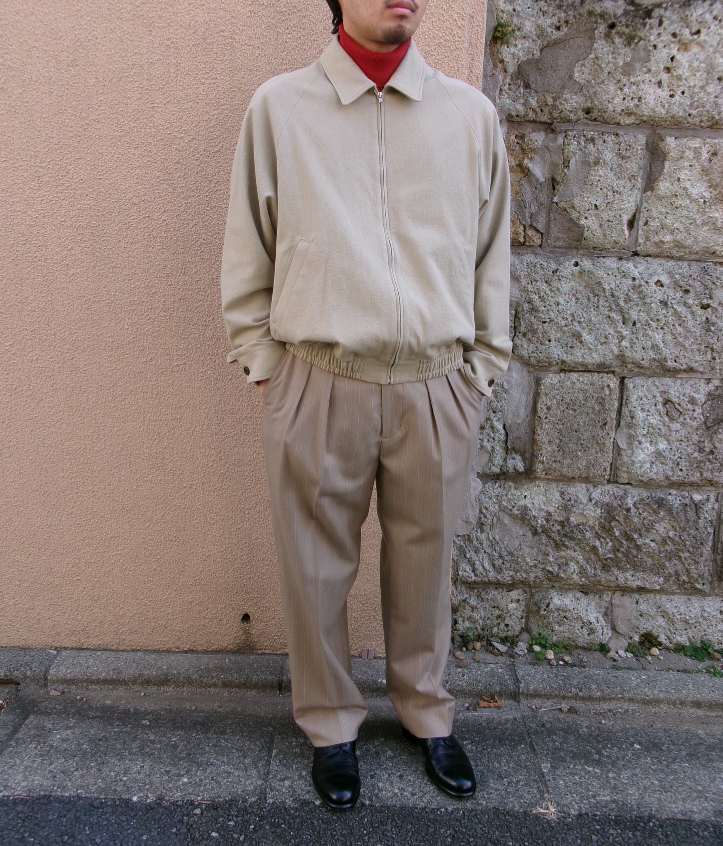 FUJI COTTON SILK RAGLAN BLOUSON -OLIVE-