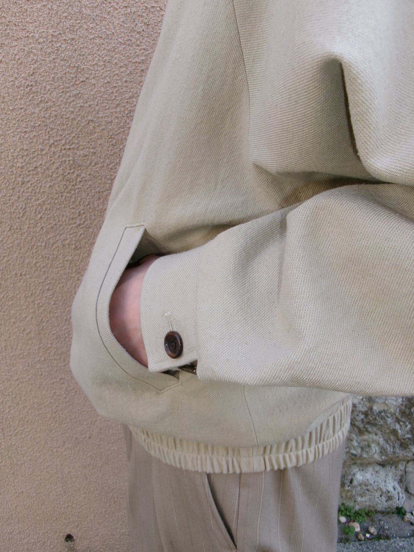 FUJI COTTON SILK RAGLAN BLOUSON -OLIVE-