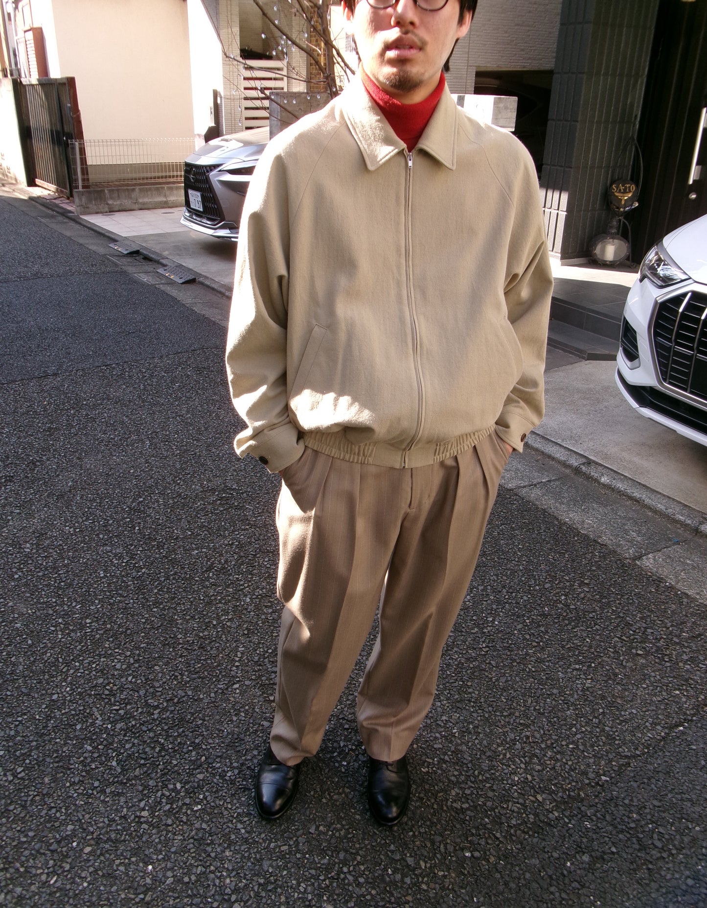 FUJI COTTON SILK RAGLAN BLOUSON -OLIVE-