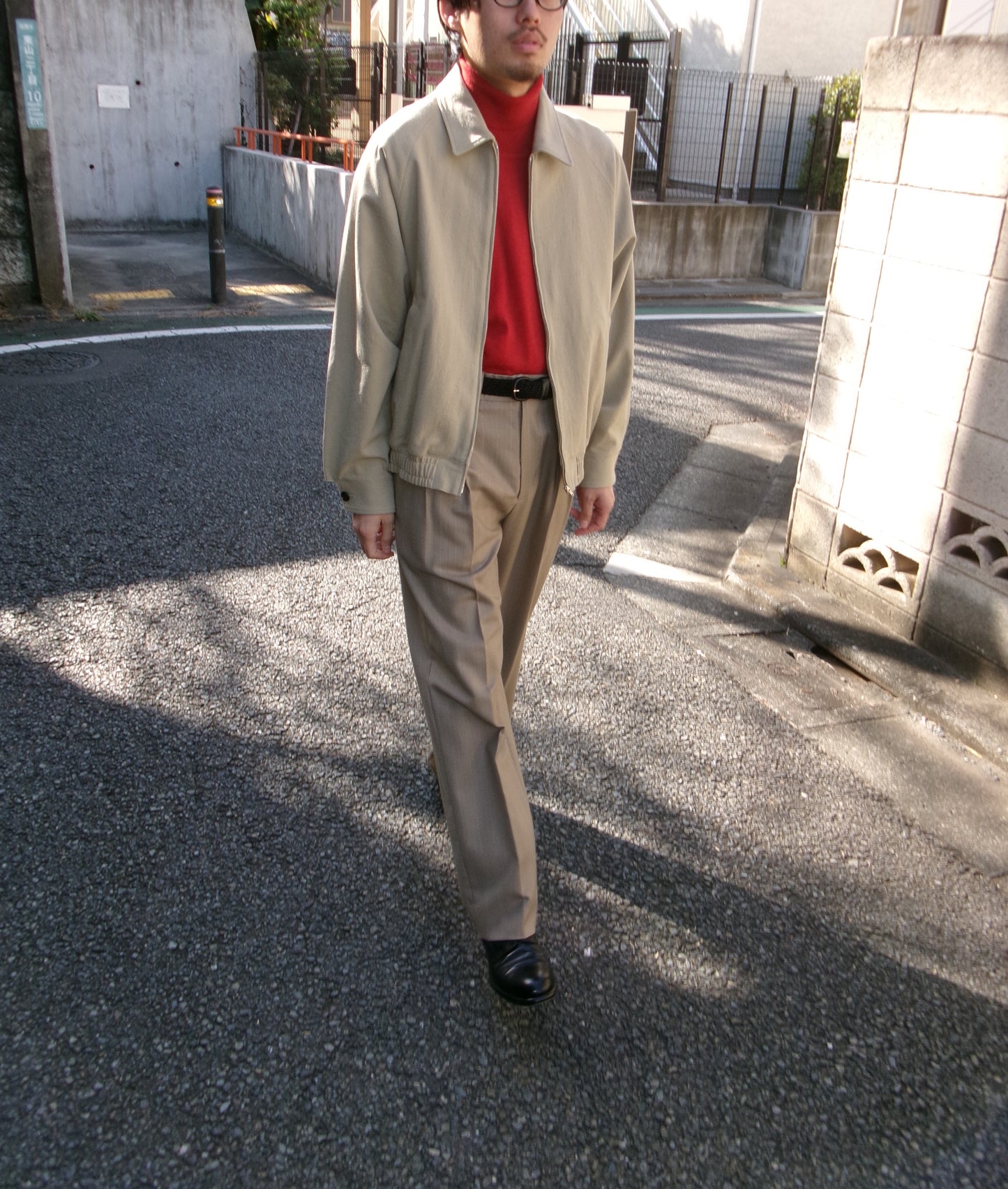 FUJI COTTON SILK RAGLAN BLOUSON -OLIVE-