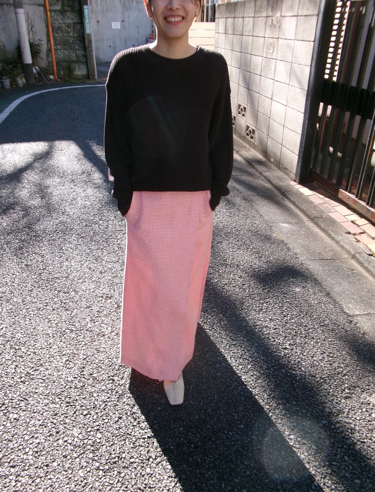 FUJI COTTON GINGHAM CHECK SKIRT