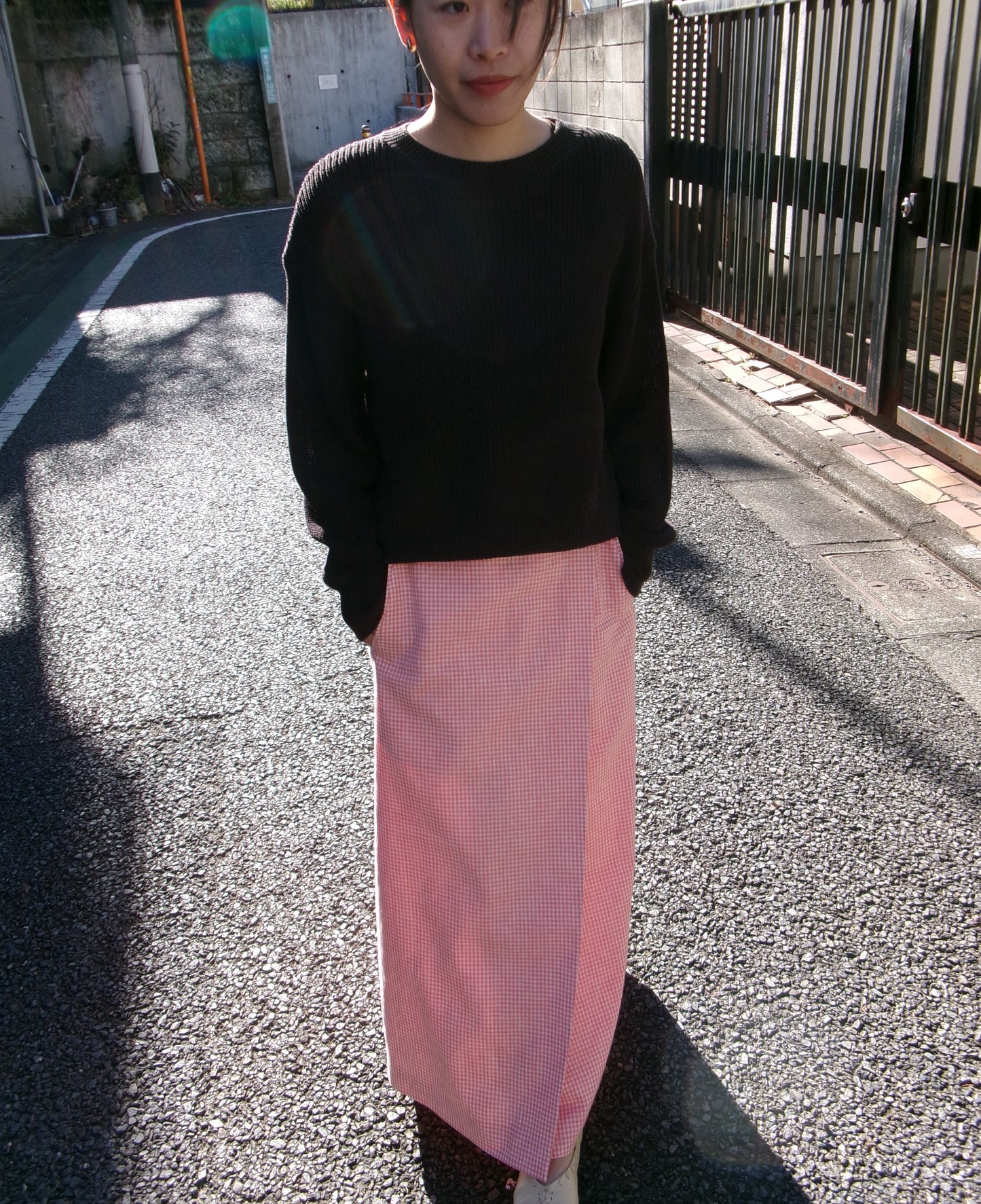 FUJI COTTON GINGHAM CHECK SKIRT