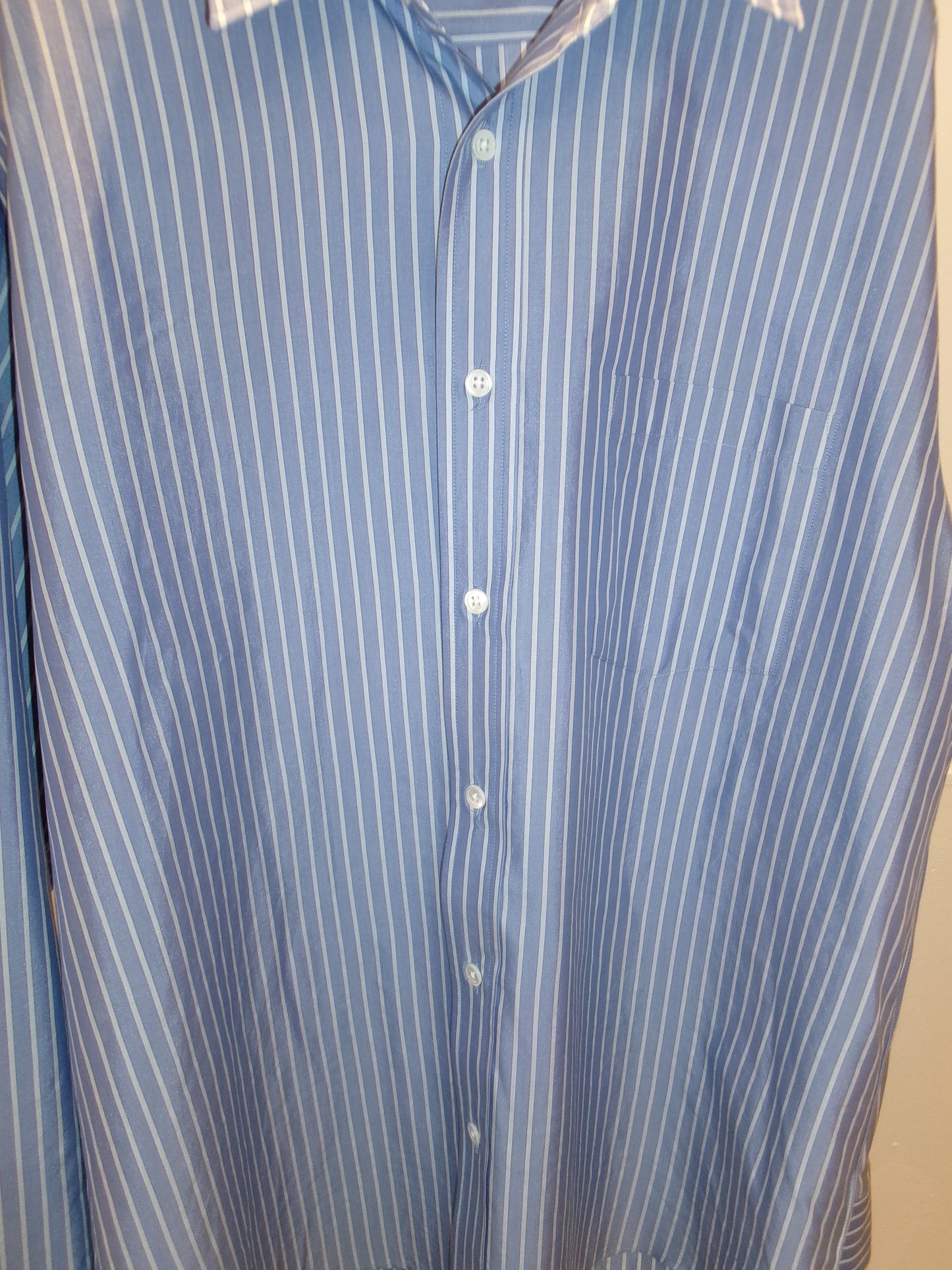 Ernie Palo Silk Cotton Stripe Shirt -Sax-