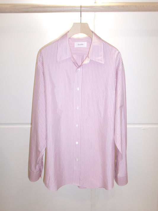 Ernie Palo Silk Cotton Stripe Shirt -Pink-