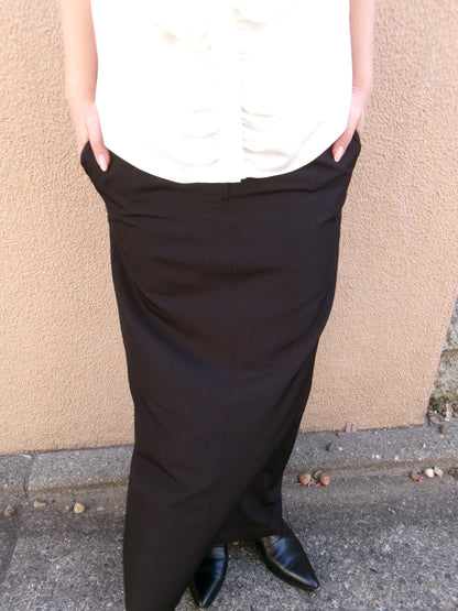 Ernie Palo Silk Long Skirt -Black-